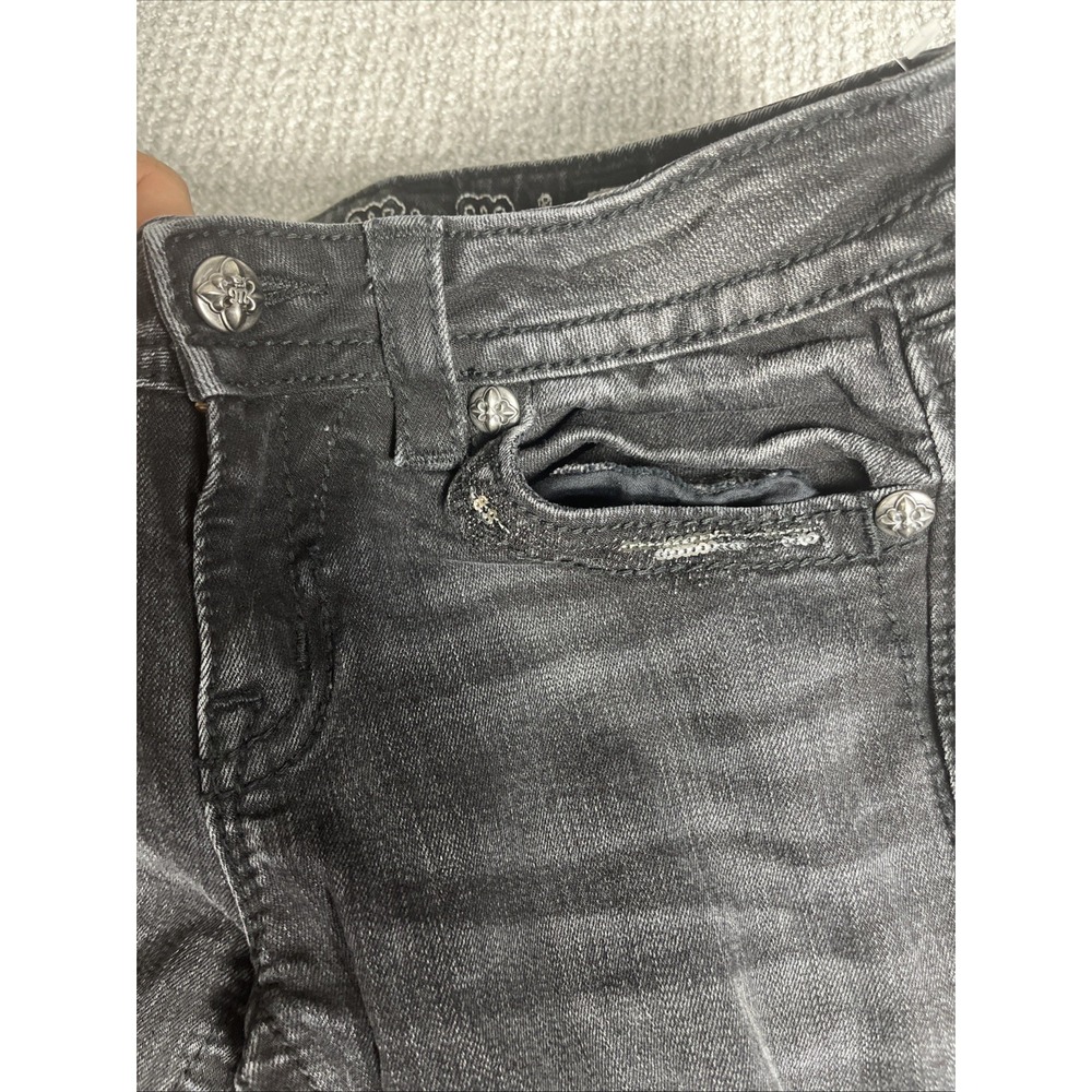 Miss Me Jeans Womens 28x30 Black Signature Skinny Embellished Pockets Bling - Picture 5 of 13